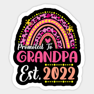 Promoted to Grandpa Est.2022 Rainbow Papa to Be New Papa Sticker